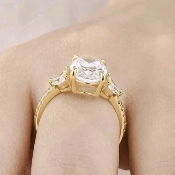 Maxine 3.5 Carat Oval Cut Cubic Zirconia Gold Plated 925 Engagement Ring, 4.5 - Picture 4 of 12